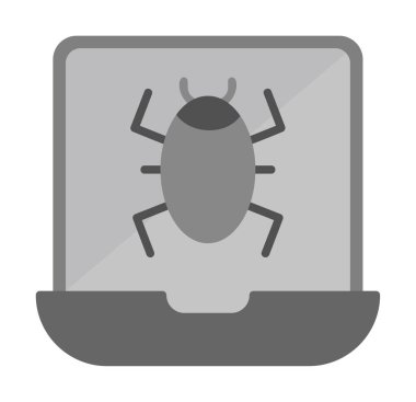 Virüs bulaşmış dizüstü bilgisayar web simgesi, vektör illüstrasyonu