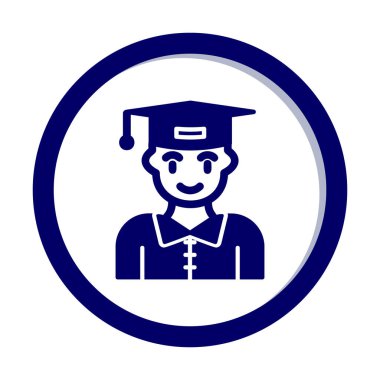 Mezuniyet başlığı simgesi vektör illüstrasyonu öğrencisi