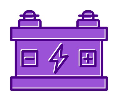 Araba aküsü simgesi. Ağ için Kataloglayıcı imza vektör simgesinin düz çizimi.