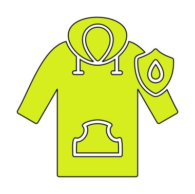 Su geçirmez kapüşonlu simge, vektör illüstrasyonu 