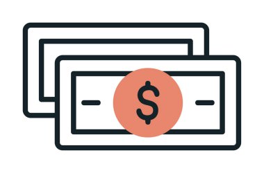 Dolar para çizgisi simgesi, vektör illüstrasyonu