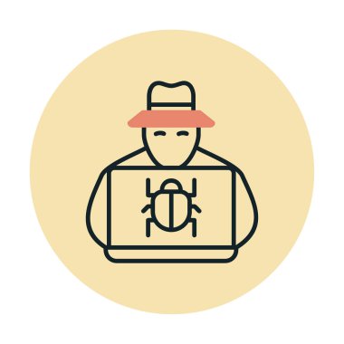 Basit Bilgisayar Hacker simgesi, vektör illüstrasyonu