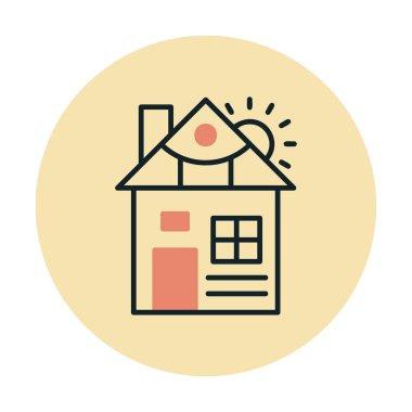 ev düz simgesi, vektör illüstrasyonu 