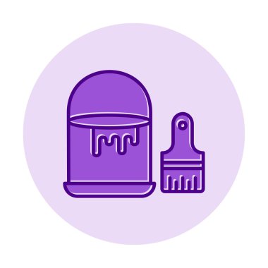 Boya fırçası ve kova vektör çizimi, simge ögesi arkaplanı                    