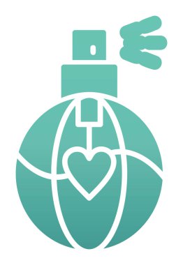 Kalp şekli simgesi olan parfüm şişesi 