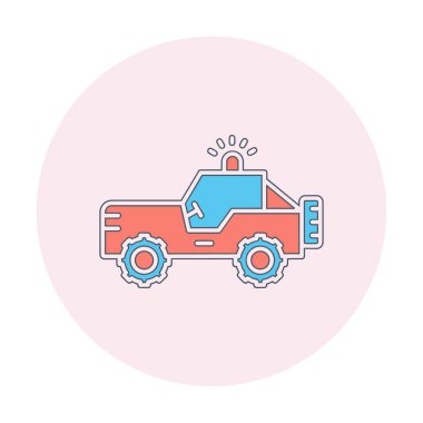 Askeri Jeep Simgesi, Vektör İllüstrasyonu