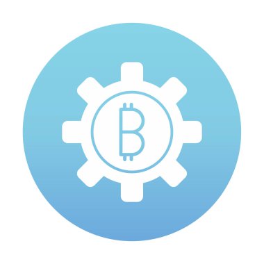 Bitcoin dişli çizgisi simgesi, vektör illüstrasyonu 