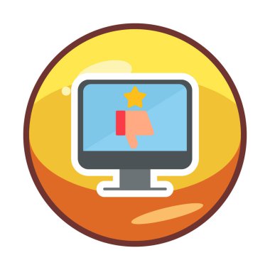 Kötü İnceleme simgesi, vektör illüstrasyonlu basit ekran