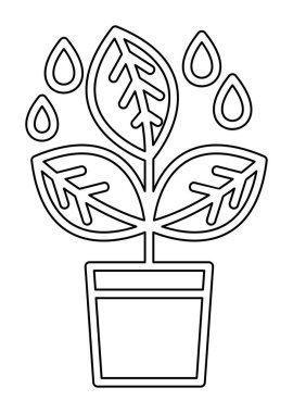 Yapraklı saksıda bitki, vektör çizimi 