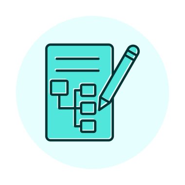 Kalem simgesi ile yazma Planı, vektör illüstrasyonu basit  