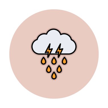 Gök gürültülü yağmurlu bulut sembolü, hava durumu ikonu, vektör illüstrasyonu 