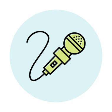 mikrofon simgesi uzun mavi arkaplanda izole edildi.