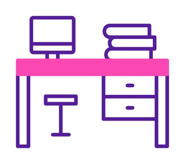 ofis masası simgesi, basit vektör illüstrasyonu