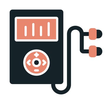 Kulaklık simgesi, vektör illüstrasyonlu Mp3 oynatıcı