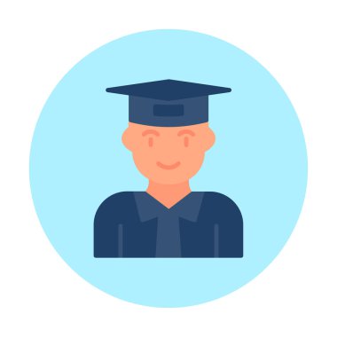 düz stil tasarım vektör illüstrasyonunda düz öğrenci