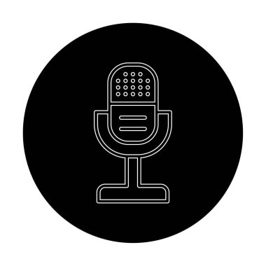 mikrofon simgesi uzun mavi arkaplanda izole edildi.