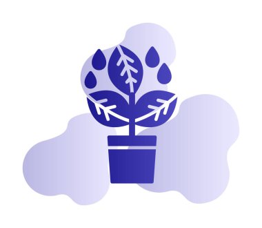 Yapraklı saksıda bitki, vektör çizimi 