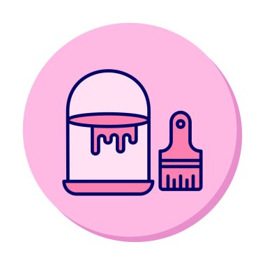 Boya fırçası ve kova vektör çizimi, simge ögesi arkaplanı                    