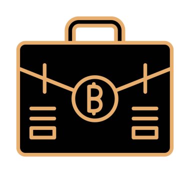 Bitcoin simgesi vektör illüstrasyon tasarımı içeren çanta