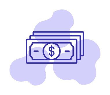 Dolar para çizgisi simgesi, vektör illüstrasyonu