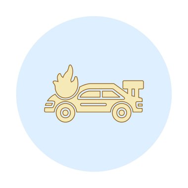 Yanan Araba ikon vektör illüstrasyonuName