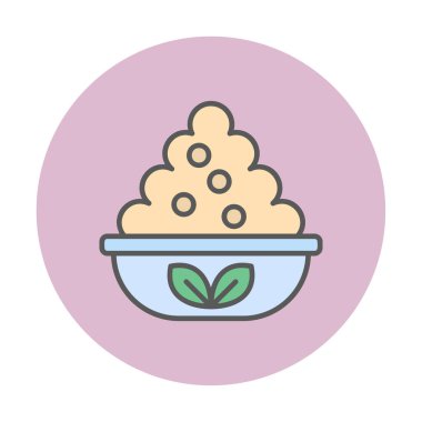 Maya vektör çizimine sahip basit düz kase