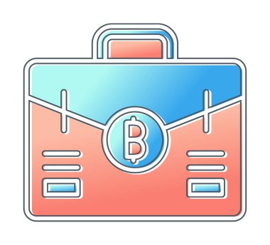 Bitcoin simgesi vektör illüstrasyonlu çanta 