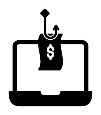 E- posta phishing satır simgesi. Mobil konsept ve web tasarımı için posta dolandırıcılığı stili işareti. Sembol, logo çizimi. Vektör grafikleri