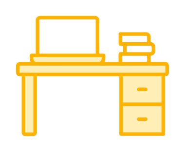 Ofis masa simgesinin vektör illüstrasyonu 