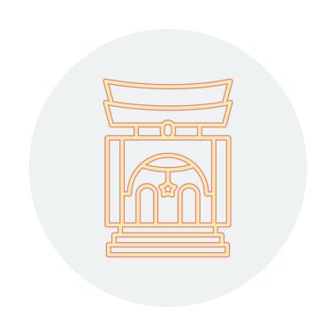 Basit antik Asya Tapınağı simgesi, vektör illüstrasyonu