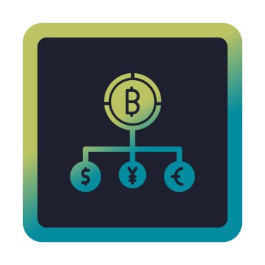 Bitcoin, dolar, avro ve yen sembollü para birimi yapısı 
