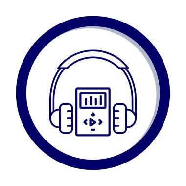 Düz kulaklık simgesi, web afişi, web ve mobil, bilgi grafikleri için vektör illüstrasyon kavramı.