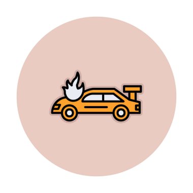 Yanan Araba ikon vektör illüstrasyonuName
