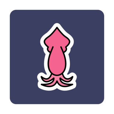 Beyaz arkaplanda mürekkep balığı vektörü simgesi 