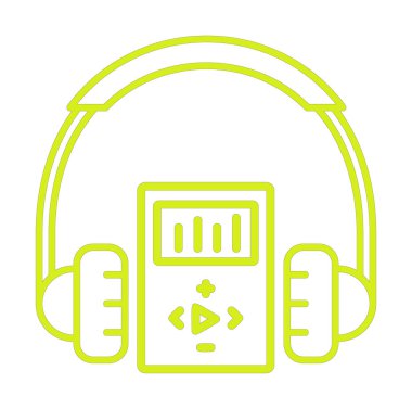 Düz kulaklık simgesi, web afişi, web ve mobil, bilgi grafikleri için vektör illüstrasyon kavramı.