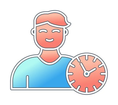 Saat simgesi olan adam, Zaman Yönetimi sembolü, vektör illüstrasyonu 