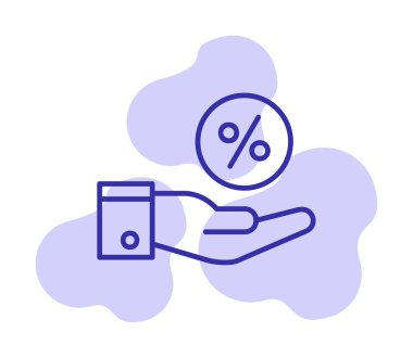 Basit el tutma oranı simgesi, indirim konsepti, vektör illüstrasyonu