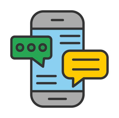 Basit akıllı telefon sohbet simgesi, vektör illüstrasyonu