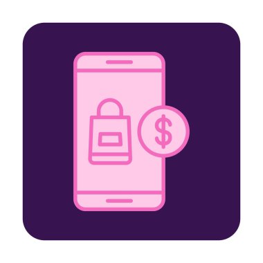 düz mobil bankacılık ve dolar simgesi 