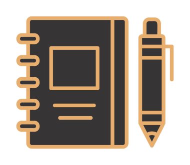 Çizim defteri ve kalem simgesi, vektör illüstrasyonu  