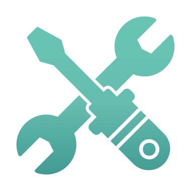 İngiliz anahtarı ve tornavida ikonu. Web için araç vektör simgesinin özet çizimi                              