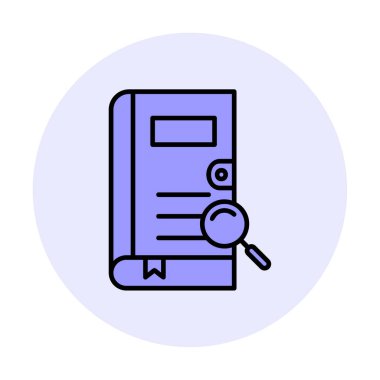 Büyüteç vektör çizimi olan bir kitap. Arama Kitabı kavramı                  