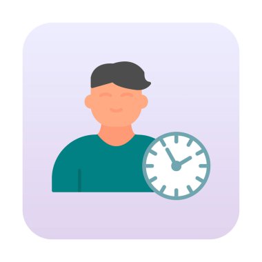 Saat simgesi olan adam, Zaman Yönetimi sembolü, vektör illüstrasyonu 