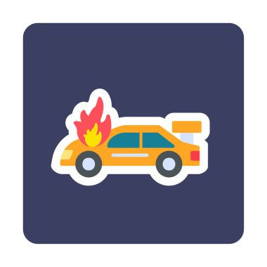 Yanan Araba ikon vektör illüstrasyonuName