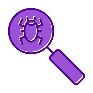 Böcekli büyüteç, virüs tespit simgesi, vektör illüstrasyon tasarımı 