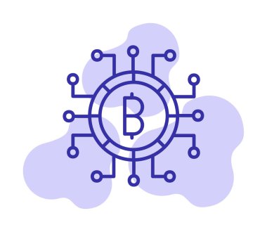Bitcoin işareti, vektör illüstrasyonlu dijital para simgesi 