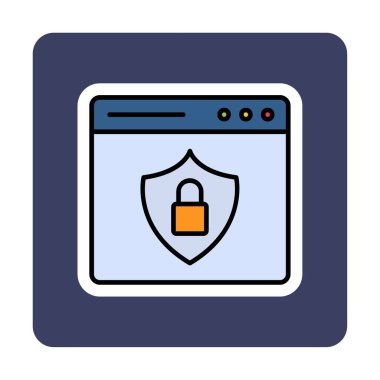Basit Web Güvenlik simgesi, vektör illüstrasyonu