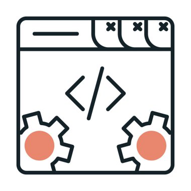 Basit programlama kodu optimizasyon simgesi, vektör illüstrasyonu