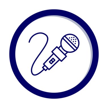 mikrofon simgesi uzun mavi arkaplanda izole edildi.