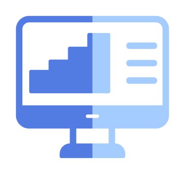 Basit Bilgisayar İzleme Veri Analizi simgesi, vektör illüstrasyonu